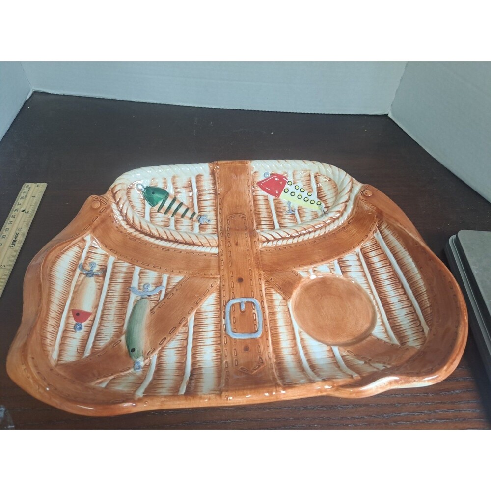 Youngs Heartfelt Kitchen Creations Fishing Creel Serving Platter